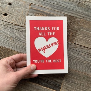 Thanks for all the Orgasms You're the Best, Valentines Day Card, Thanks for the Orgasms, Funny Valentines Day Card, Card for Lover
