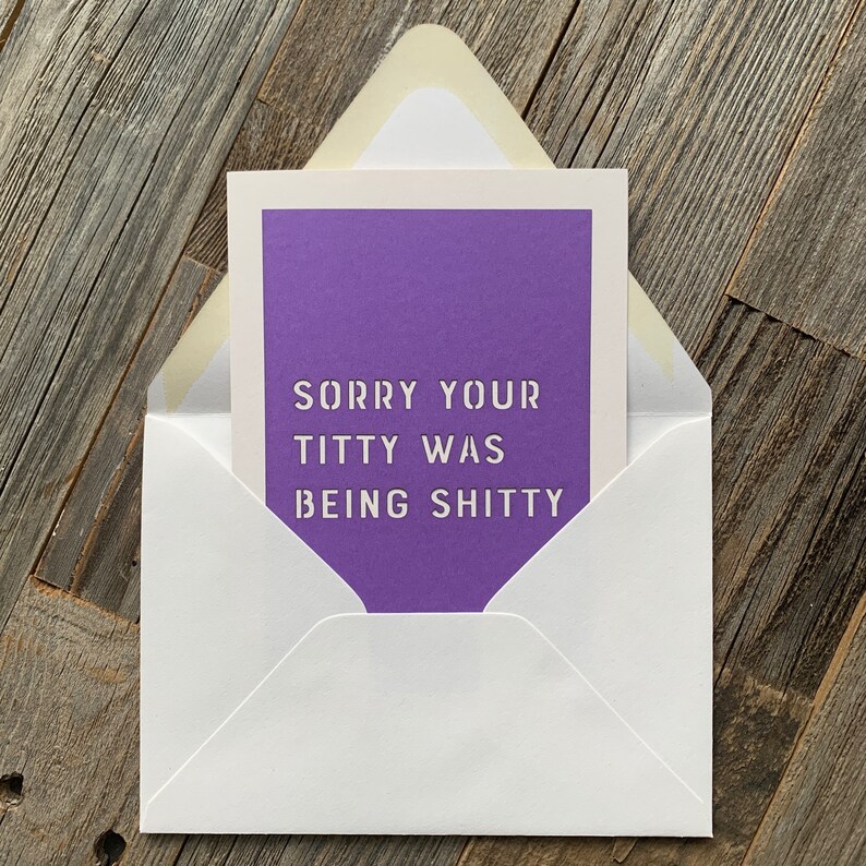 Sorry Your Titty Was Being Shitty, Breast Cancer Support Card, Mastectomy, Lumpectomy Card image 9