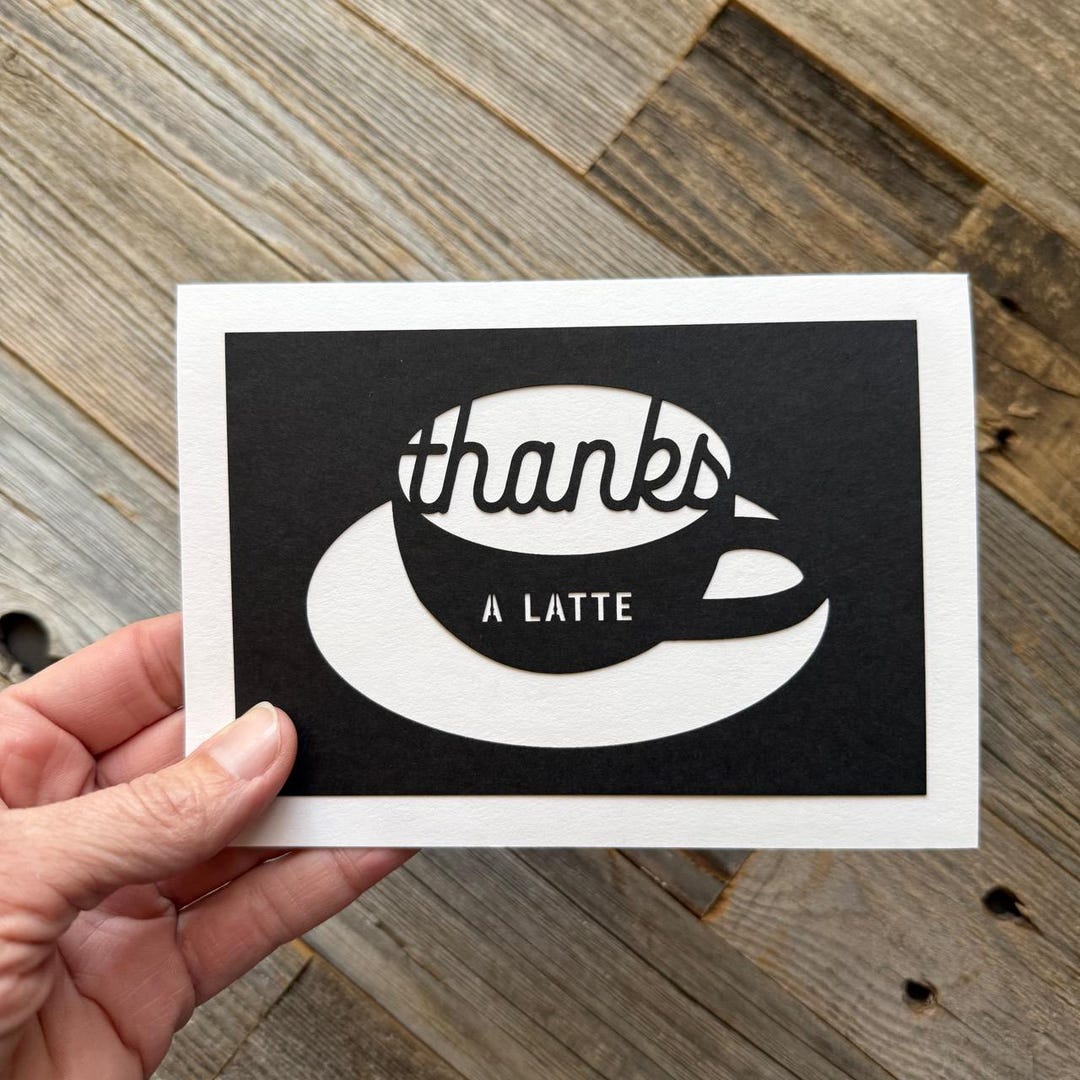 Thanks a Latte Card, Papercut Coffee Thank You Note - Etsy