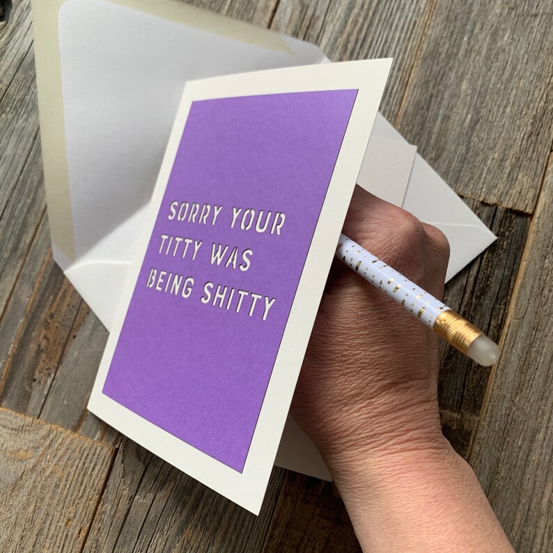 Sorry Your Titty Was Being Shitty, Breast Cancer Support Card, Mastectomy, Lumpectomy Card image 5