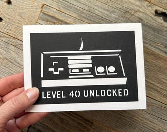 Custom Video Game Birthday Card, 40th Birthday Card for Guy, Funny 40th Birthday Card, Gamer Birthday Card, Nintendo Birthday Card