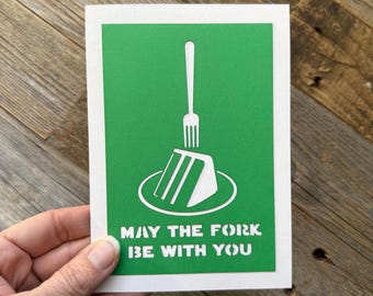 May the Fork Be With You Card, Birthday Card for Guy, Star Wars Birthday Card, Humorous Birthday Card, Star Wars Card