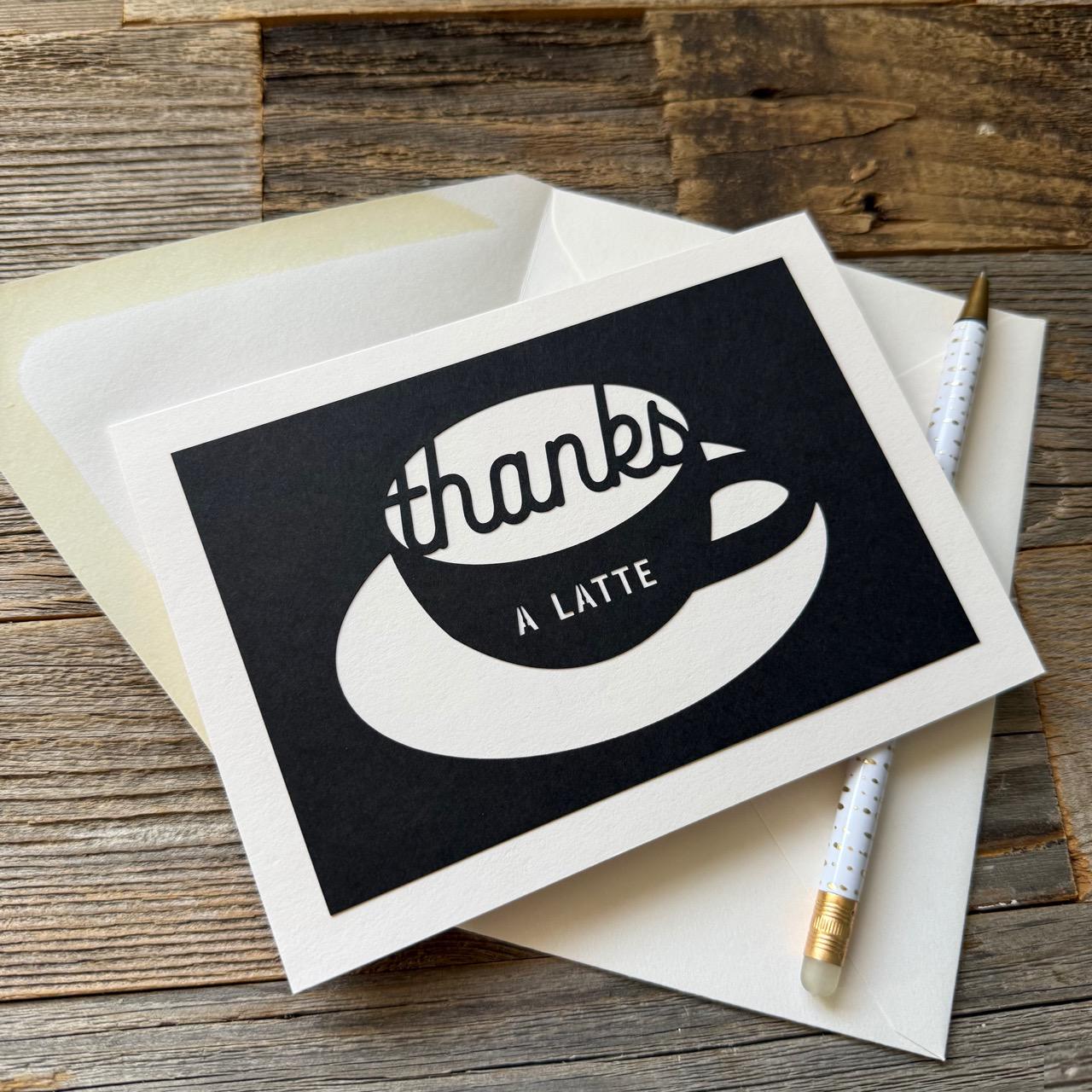Thanks a Latte Card, Papercut Coffee Thank You Note - Etsy