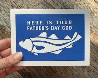 Here is Your Father's Day Cod Card, Fishing Father's Day Card, Fish Themed Dad Card, Funny Father's Day Card, Fathers's Day Card