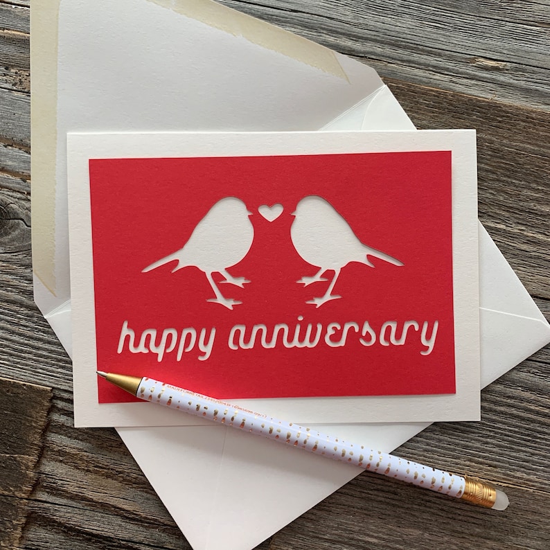 Happy Anniversary Card, Happy Anniversary Love Birds Card, Wedding ...