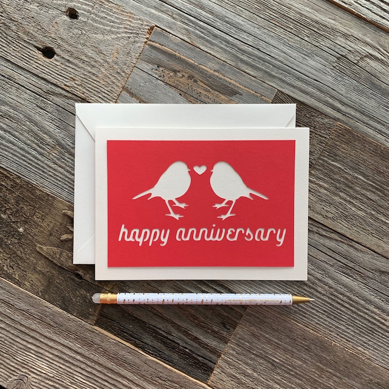 Happy Anniversary Card, Happy Anniversary Love Birds Card, Wedding ...
