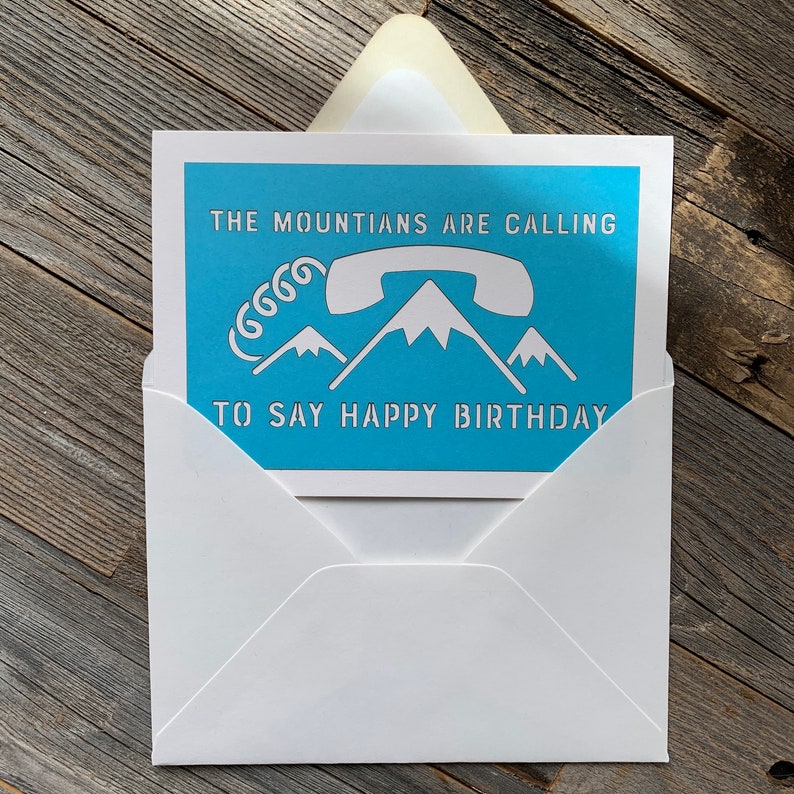 The Mountains Are Calling to Say Happy Birthday, Outdoors Birthday Card, Hiking Birthday Card image 9