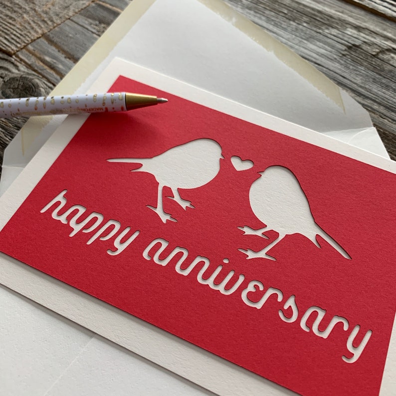 Happy Anniversary Card, Happy Anniversary Love Birds Card, Wedding ...
