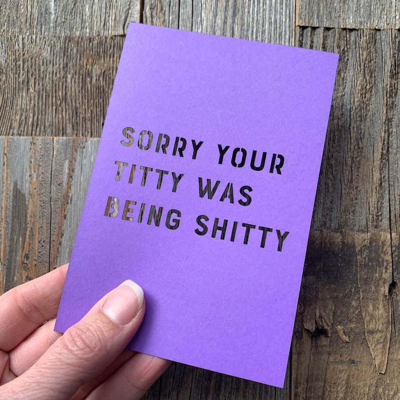 Sorry Your Titty Was Being Shitty, Breast Cancer Support Card, Mastectomy, Lumpectomy Card image 8