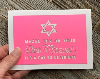 Mazel Tov on Your Bat Mitzvah it's a day to celebrate, Bat Mitzvah Card