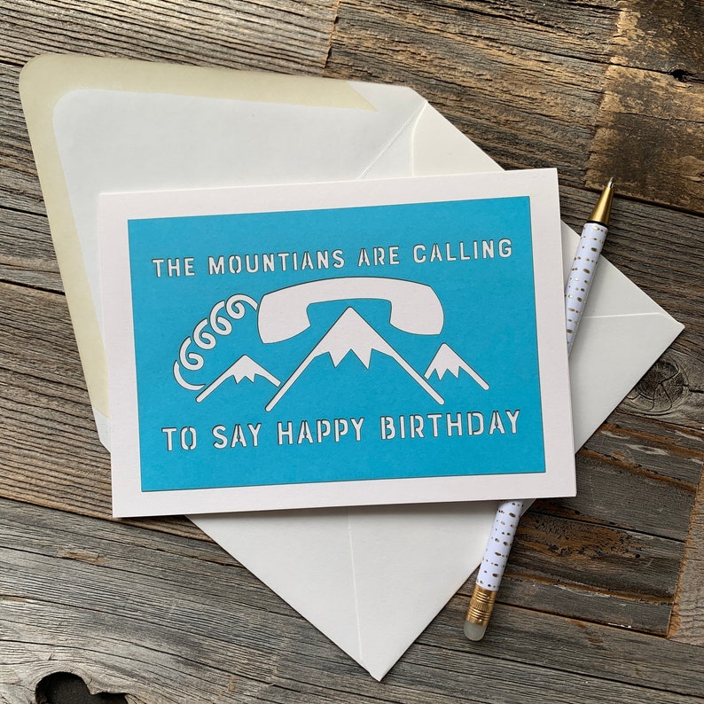 The Mountains Are Calling to Say Happy Birthday, Outdoors Birthday Card, Hiking Birthday Card image 4