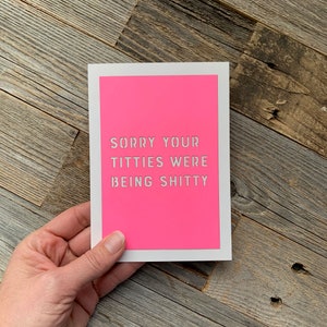 Sorry Your Titties Were Being Shitty Card, Bilateral Mastectomy Card, Breast Cancer Support Card, Mastectomy Card, Funny Mastectomy Card