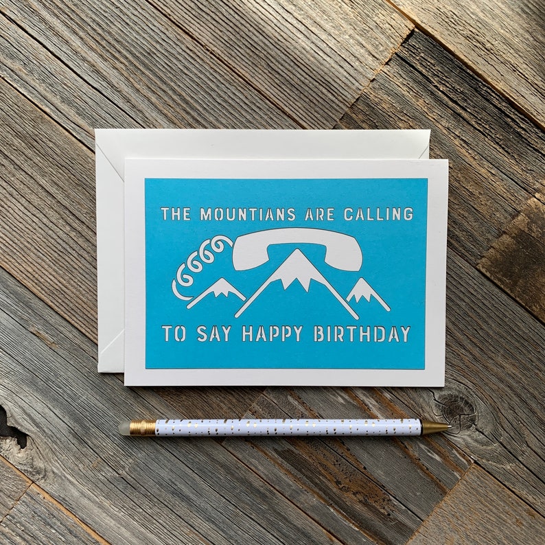 The Mountains Are Calling to Say Happy Birthday, Outdoors Birthday Card, Hiking Birthday Card image 6