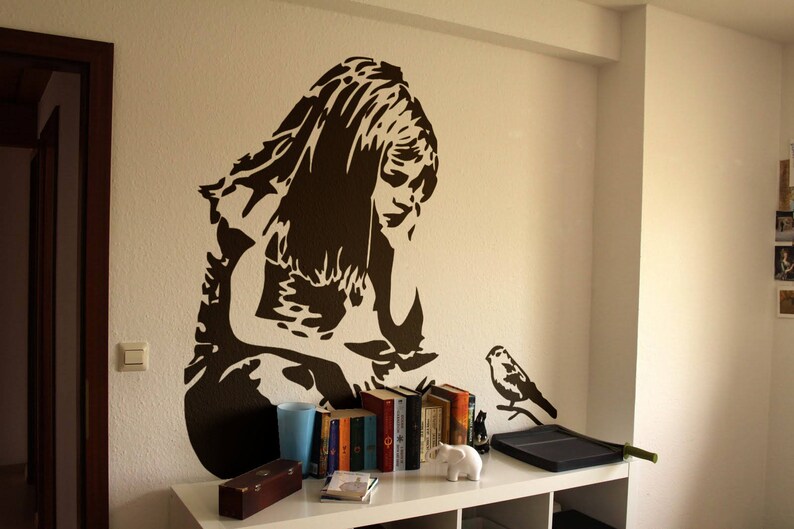 Banksy Graffiti Stencil Girl With Balloons Vinyl Decal Permanent In Outdoor