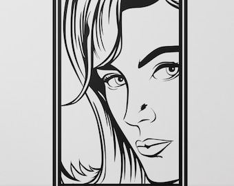 Woman Looking in Pop Art Style - Version 3 Vinyl Sticker Decal