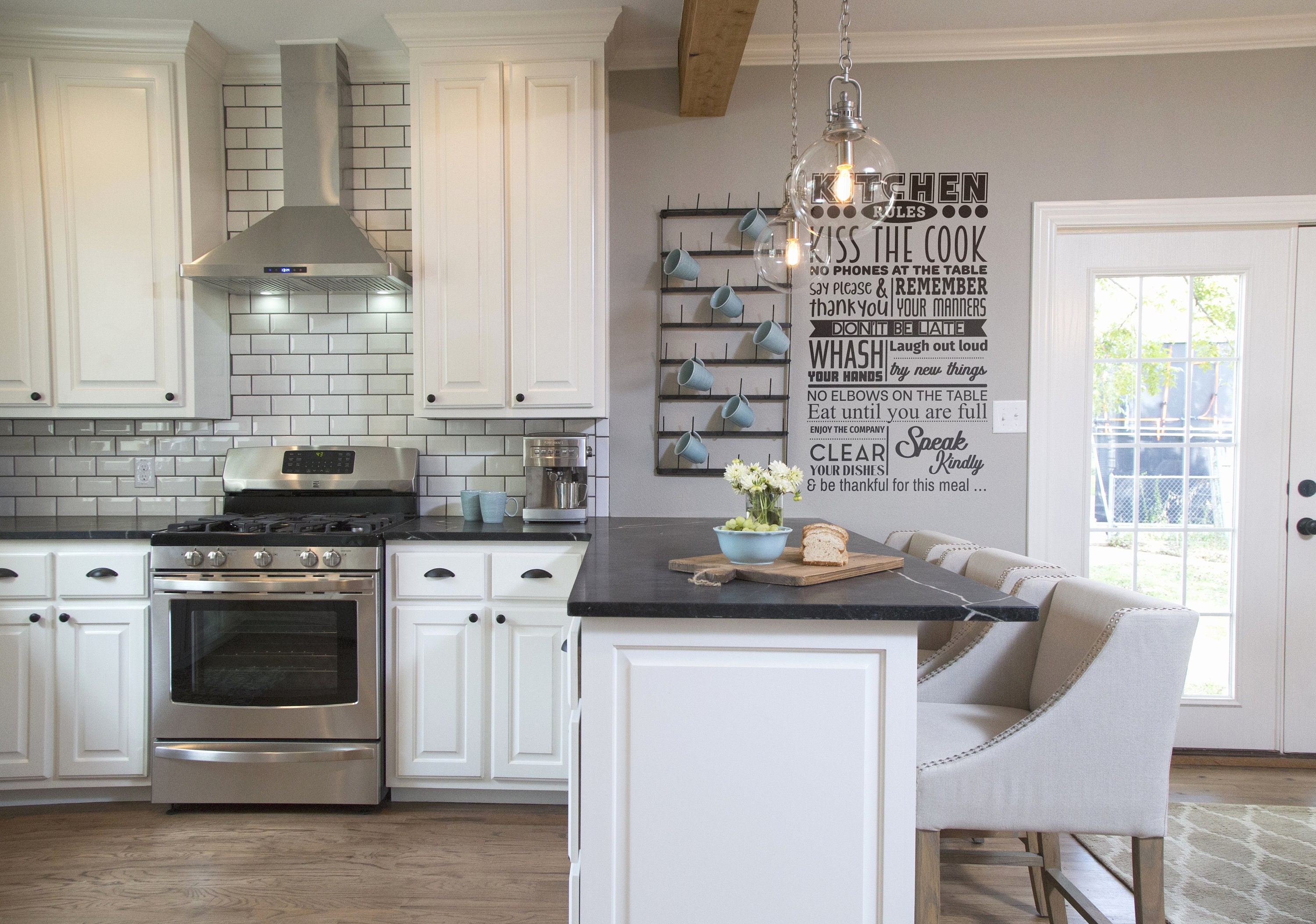 Kitchen Rules Wall Decal Kiss The Cook No Phones Say Please