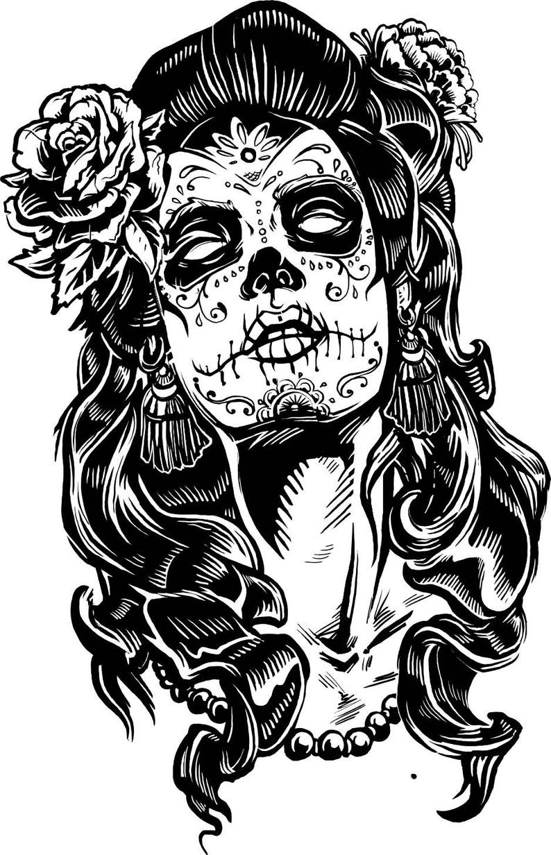 La Calavera Catrina The beautiful candy skull Decal Sticker Etsy