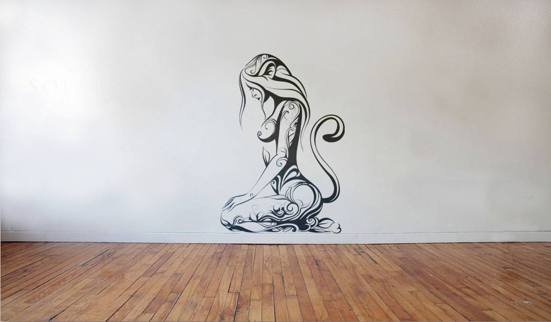 Floral Cat Woman Wall Decal Sticker For Magical Minds