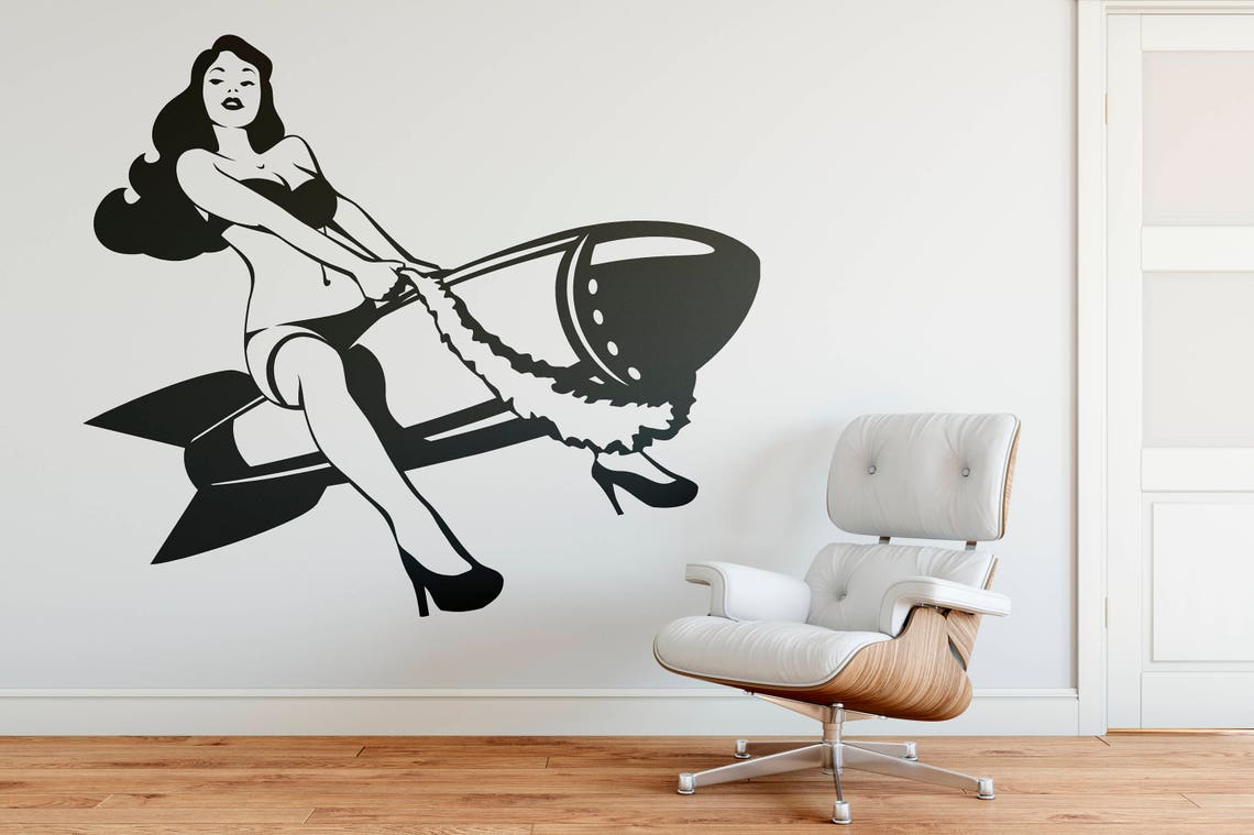 Sexy Pinup Girl Riding a Bomb Wall Decal Old Iconic and Etsy