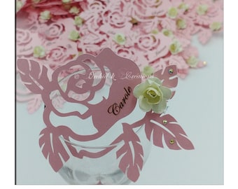 Marque Place -- BOUTON DE ROSE --- Mariage chic et élégant (Lot de 10)