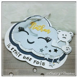 Faire-part Garçon NUAGE & OURSON - Naissance et baptême - Carterie personnalisée