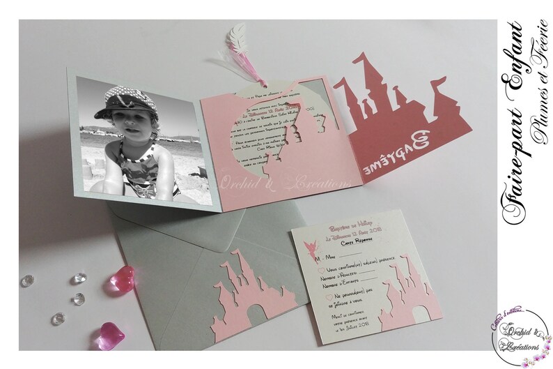 Faire Part Fille Feerique Naissance Et Bapteme Chateau De Etsy