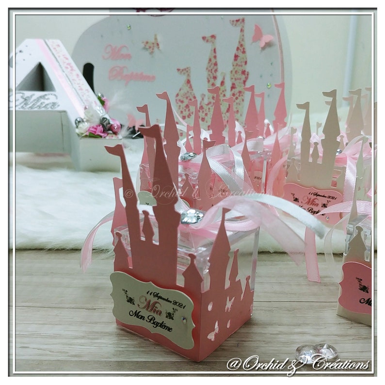 DRAGÉES FAIRY Cube PRINCESS Castle Baptism Wedding Personalized guest gift image 3