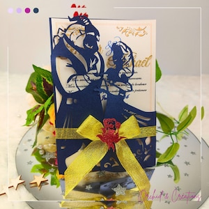 Convite Bella WEDDING - Papelaria com corte a laser - Inspiração A Bela e a Fera - modelo de silhueta