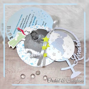 Globe-trotter child announcement Travel and Little Prince Birth, Baptism tailor-made creation image 4