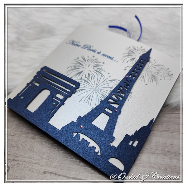 Hochzeit Paris - Schicke und elegante Karterie, die auf das Thema Paris und seinen Eiffelturm zugeschnitten ist