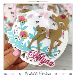 Faire-part FILLE BICHE Petit FAON - Naissance Baptême Carterie Sur-mesure