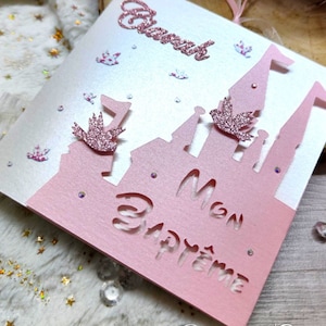 Anuncio de niña hada, castillo de princesa y cuento de hadas, personalizado - Nacimiento, Bautismo