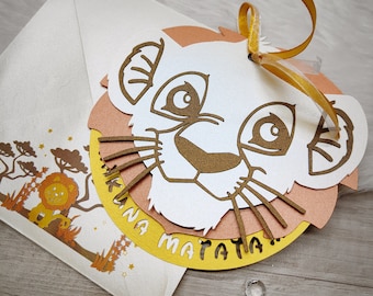Announcement LITTLE LION Boy - Baptism Birth Birthday - Personalized Creative Card