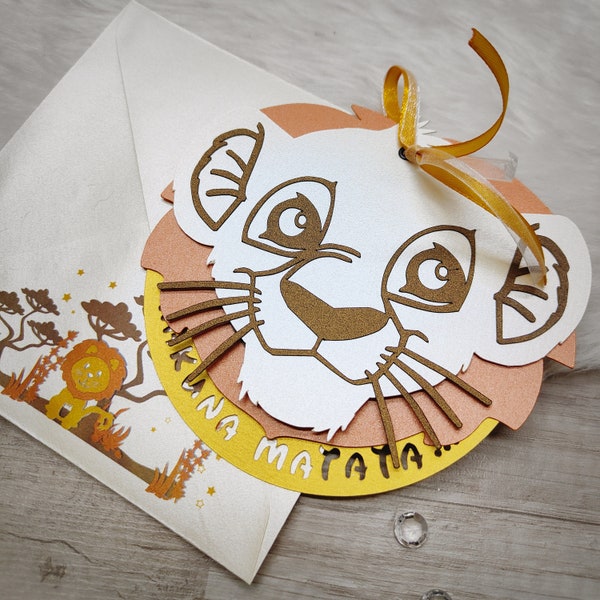 Faire-part ENFANT PETIT LION  -  Baptême Naissance Anniversaire - Carterie Créative personnalisée