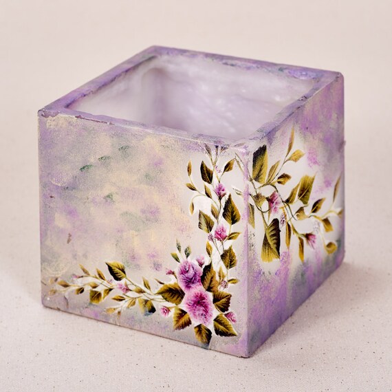 Birthday Gift Purple Candle Gift For Her Candle Holder Bathroom Decor Bedroom Decor Flower Candle Candle Wax Holder Wedding Decor