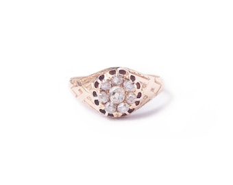 Late Victorian Old Mine Cut Cluster Ring