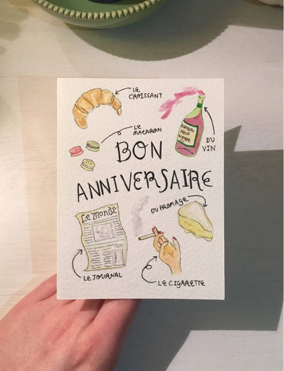 Carte Bon Anniversaire Francais Joyeux Anniversaire Etsy