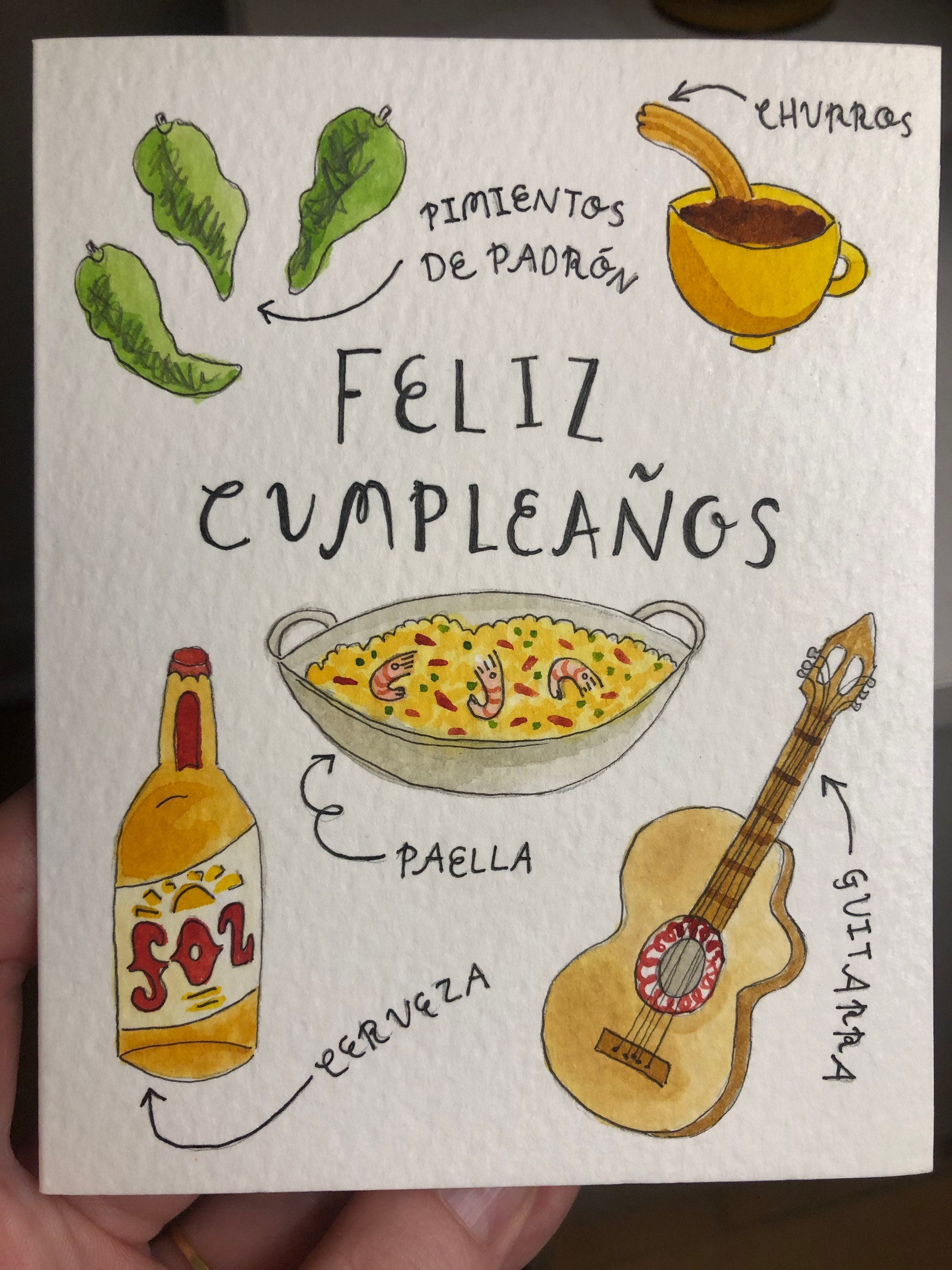 Feliz Cumpleanos Card Spanish Happy Birthday Etsy Norway