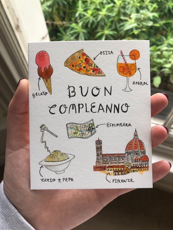 Carte Buon Compleanno Joyeux Anniversaire Italien Firenze Etsy