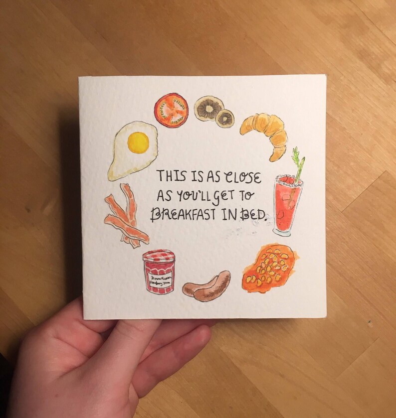 Breakfast in Bed Card Etsy