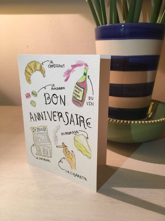 Carte Bon Anniversaire Francais Joyeux Anniversaire Etsy