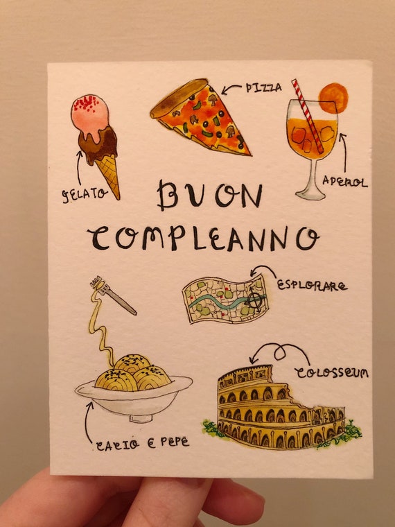 Carte Buon Compleanno Joyeux Anniversaire Italien Rome Etsy France