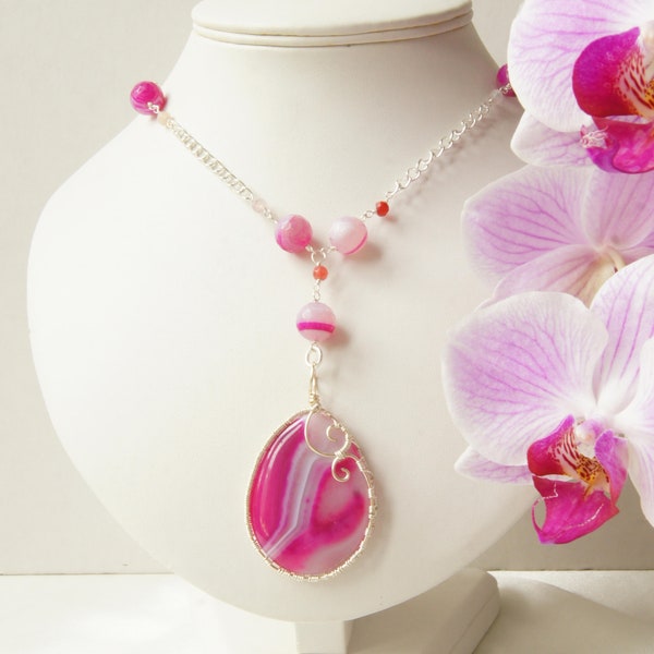 Hot Pink Necklace Etsy