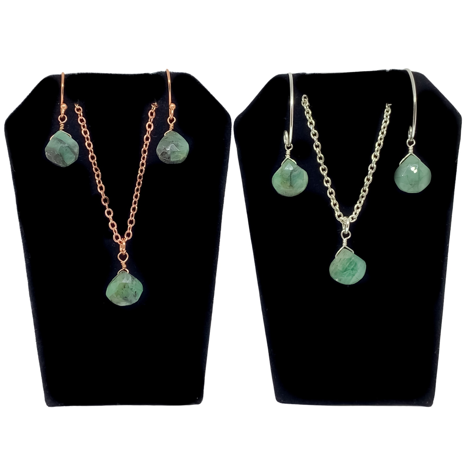 Raw Emerald Gemstone Jewellery, Real Emerald Pendant, Emerald Earrings