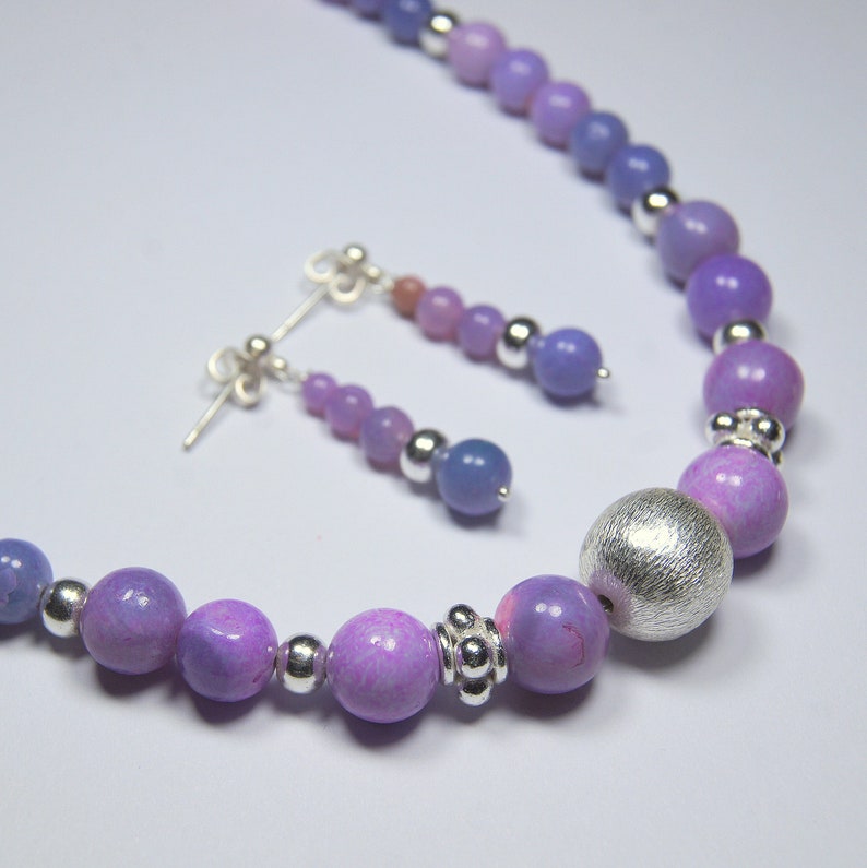 Purple Opal necklace /& Earrings Jewelry for her Lavender Opal Silver Jewellery Set Classic jewellery gifts Unique Gemstone Jewellery