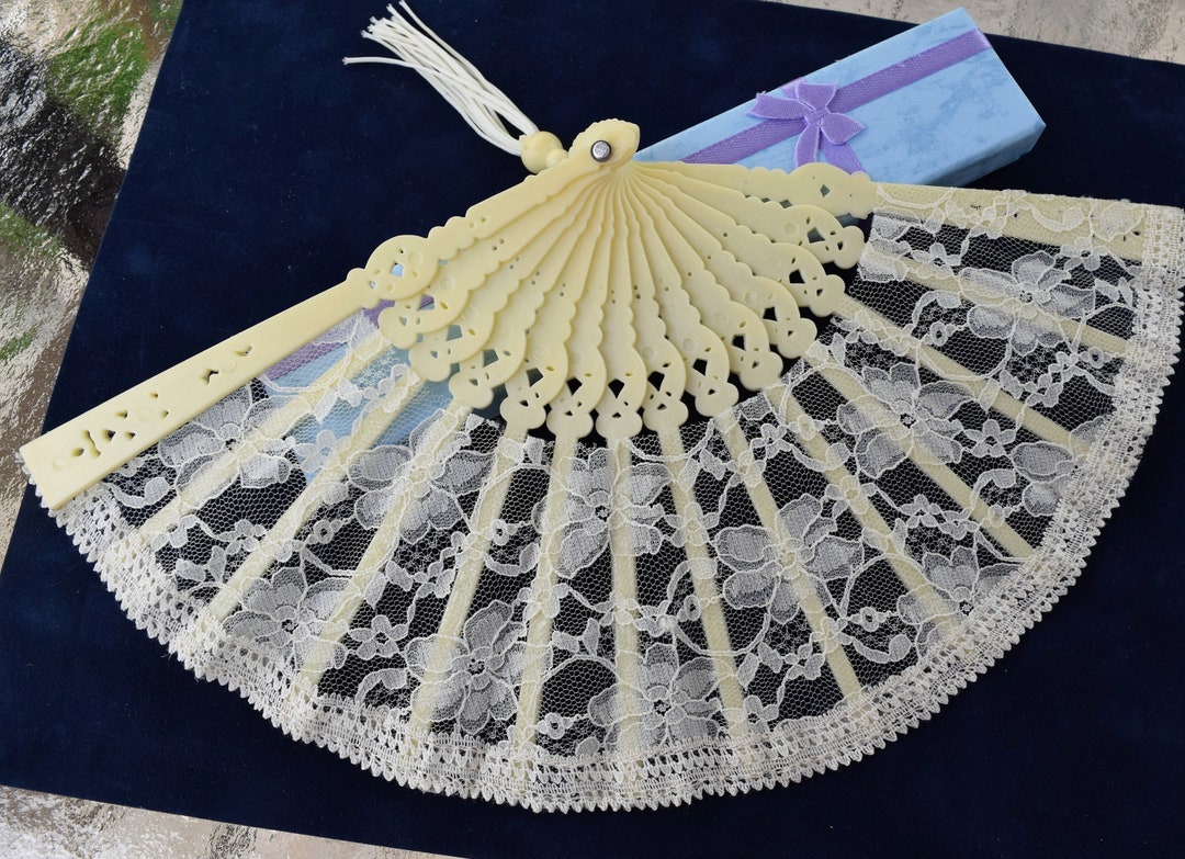 Ivory Lace Folding Plastic Hand Fan Decorative Hand Fan Etsy