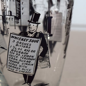 Glass cocktail shaker, gentleman and drink recipes design, black and white, vintage, old fashion, top hats, vintage cocktail recipes