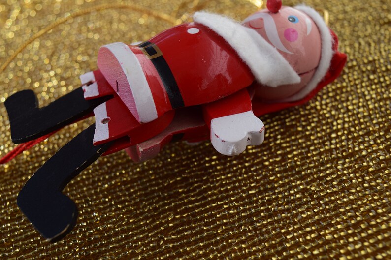 Pull string santa ornament / toy wooden jumping jack Etsy