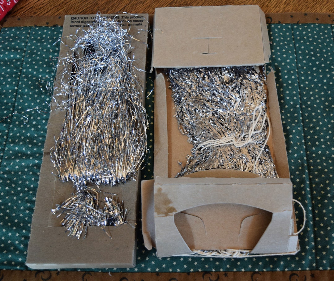 Old Christmas Tree Tinsel Two Boxes Lead Tinsel Box Etsy