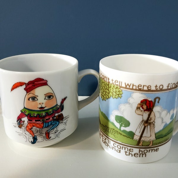 Vintage child nursery rhyme, mother goose mugs /cups, Humpty dumpty mug, Little Bo peep mug, choice, fine China